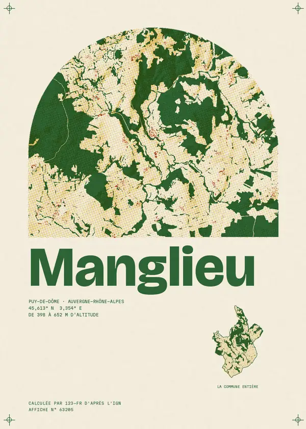 Affiche de Manglieu, calculée par 123-fr d'après l'IGN
