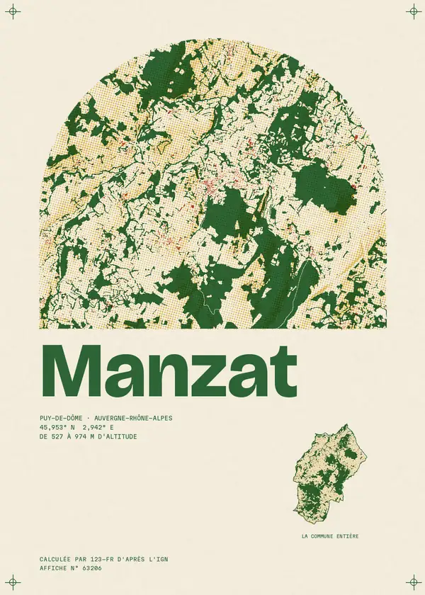 Affiche de Manzat, calculée par 123-fr d'après l'IGN