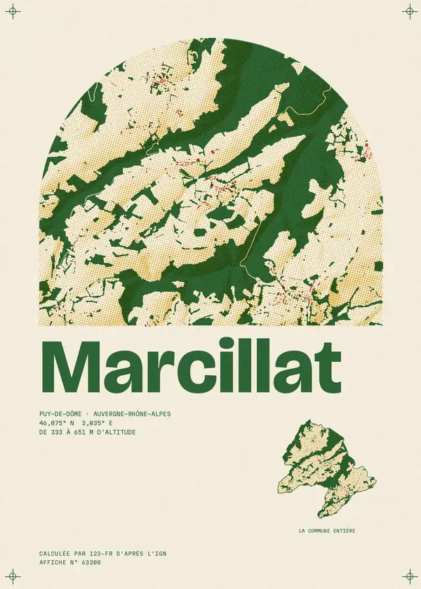 Affiche de Marcillat, calculée par 123-fr d'après l'IGN