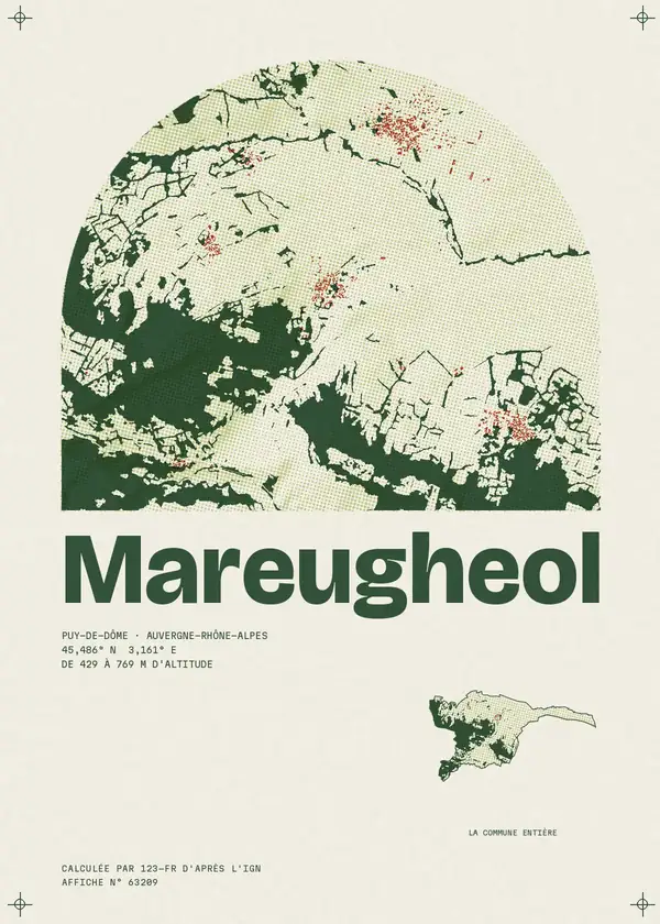 Affiche de Mareugheol, calculée par 123-fr d'après l'IGN