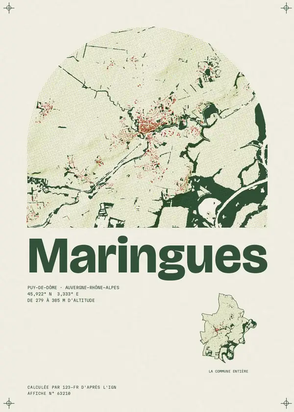 Affiche de Maringues, calculée par 123-fr d'après l'IGN
