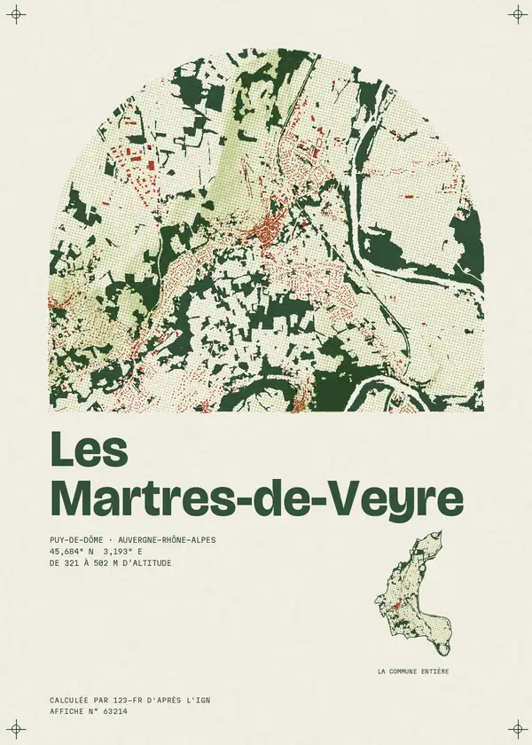 Affiche de Les Martres-de-Veyre, calculée par 123-fr d'après l'IGN