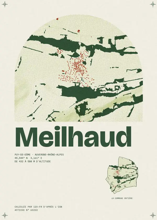 Affiche de Meilhaud, calculée par 123-fr d'après l'IGN