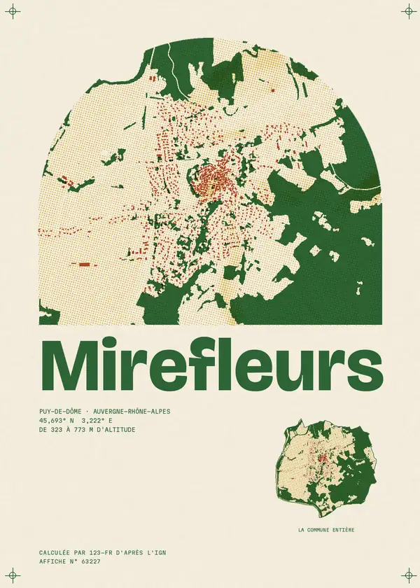 Affiche de Mirefleurs, calculée par 123-fr d'après l'IGN