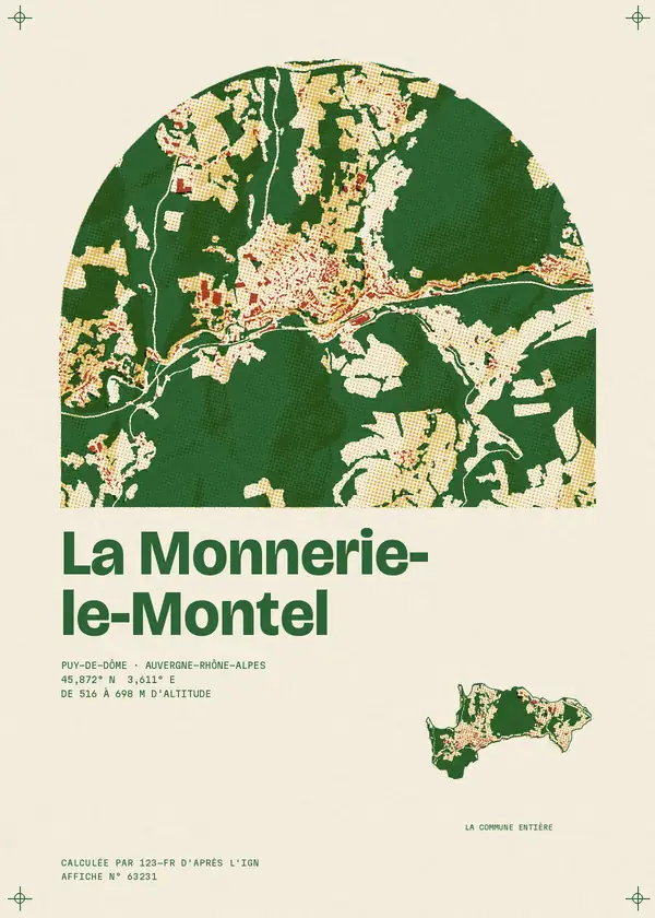 Affiche de La Monnerie-le-Montel, calculée par 123-fr d'après l'IGN