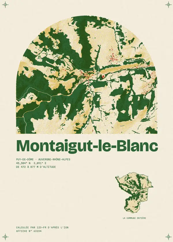 Affiche de Montaigut-le-Blanc, calculée par 123-fr d'après l'IGN