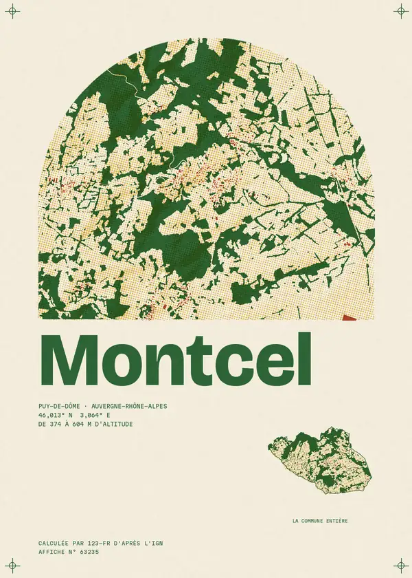 Affiche de Montcel, calculée par 123-fr d'après l'IGN