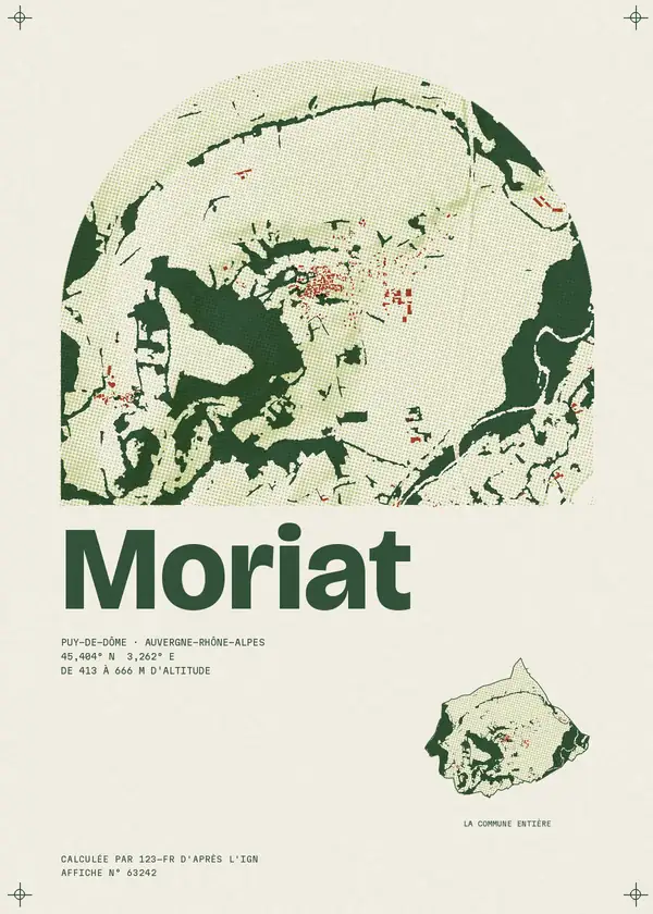 Affiche de Moriat, calculée par 123-fr d'après l'IGN