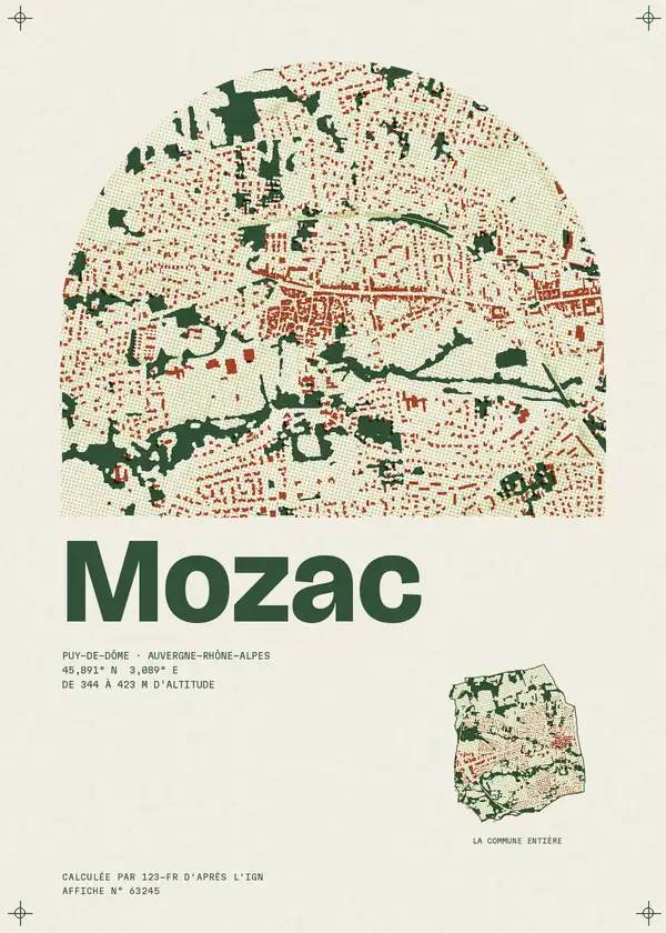 Affiche de Mozac, calculée par 123-fr d'après l'IGN