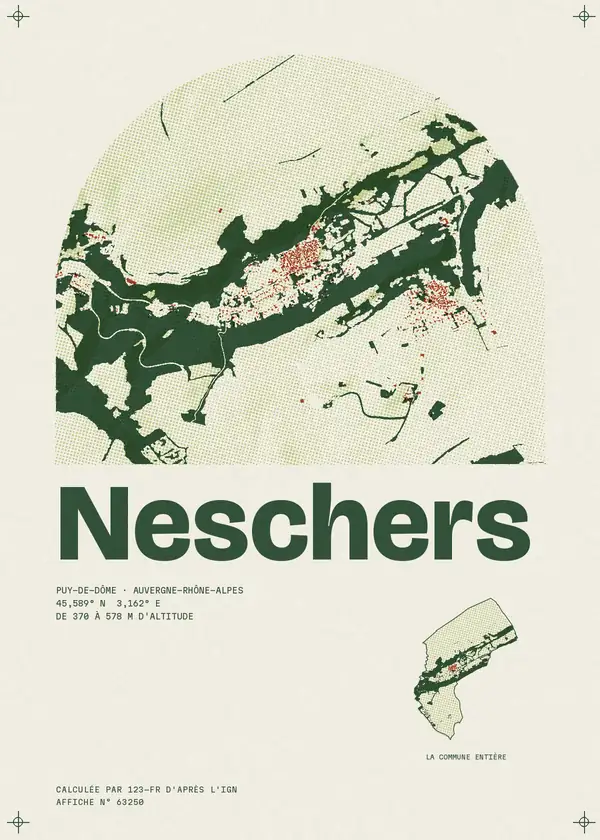 Affiche de Neschers, calculée par 123-fr d'après l'IGN