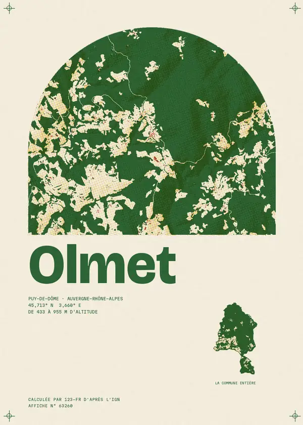 Affiche de Olmet, calculée par 123-fr d'après l'IGN