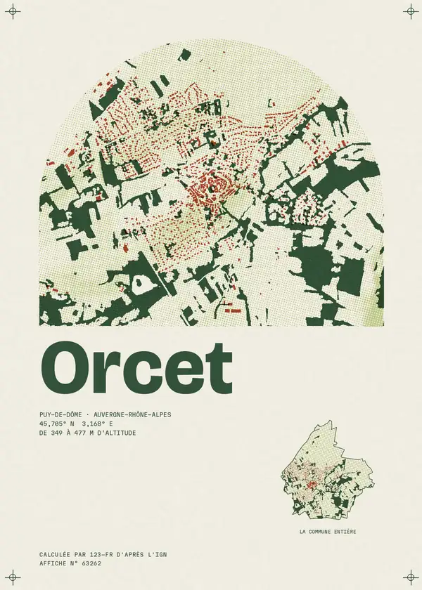 Affiche de Orcet, calculée par 123-fr d'après l'IGN