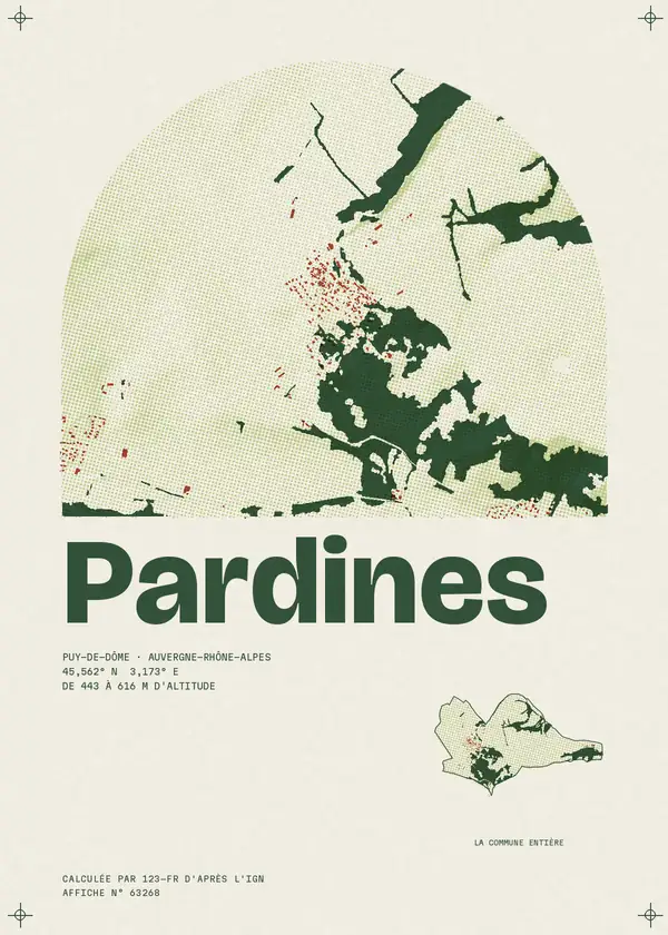 Affiche de Pardines, calculée par 123-fr d'après l'IGN