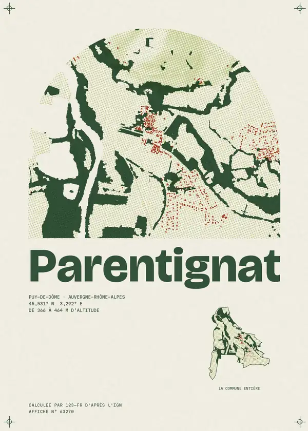 Affiche de Parentignat, calculée par 123-fr d'après l'IGN