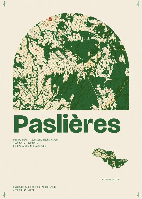 Affiche de Paslières, calculée par 123-fr d'après l'IGN