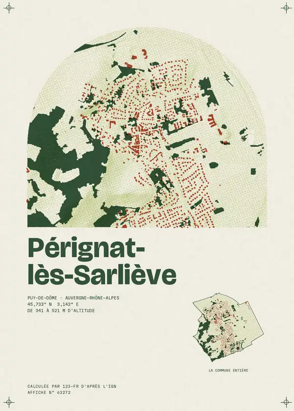 Affiche de Pérignat-lès-Sarliève, calculée par 123-fr d'après l'IGN