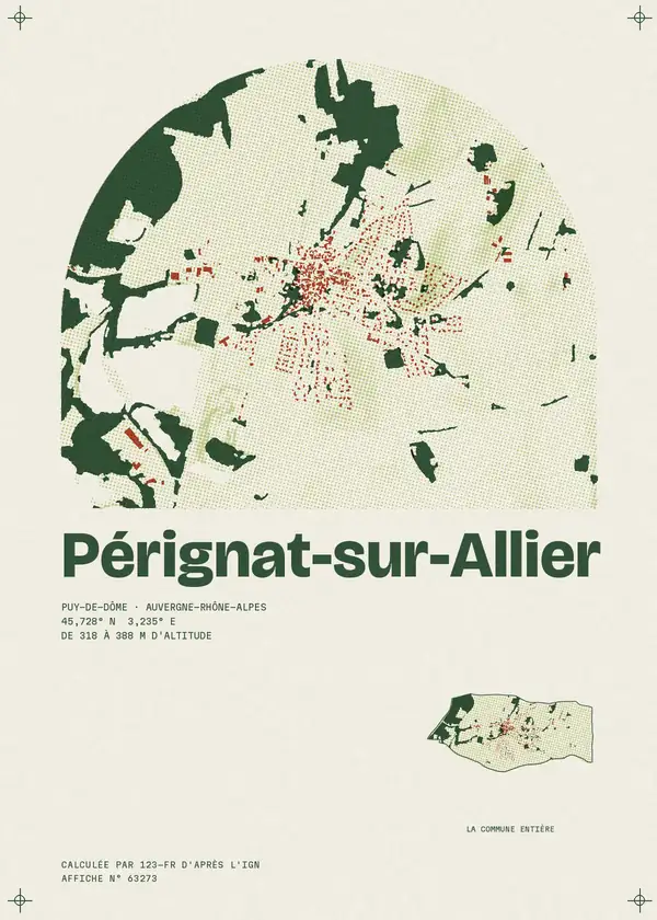 Affiche de Pérignat-sur-Allier, calculée par 123-fr d'après l'IGN