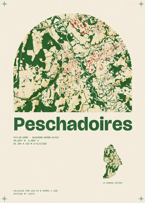 Affiche de Peschadoires, calculée par 123-fr d'après l'IGN