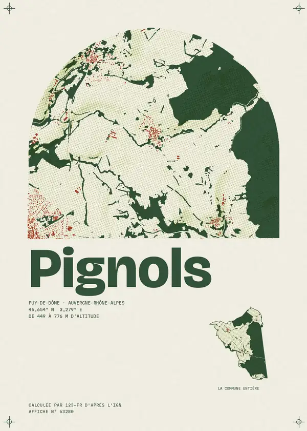 Affiche de Pignols, calculée par 123-fr d'après l'IGN