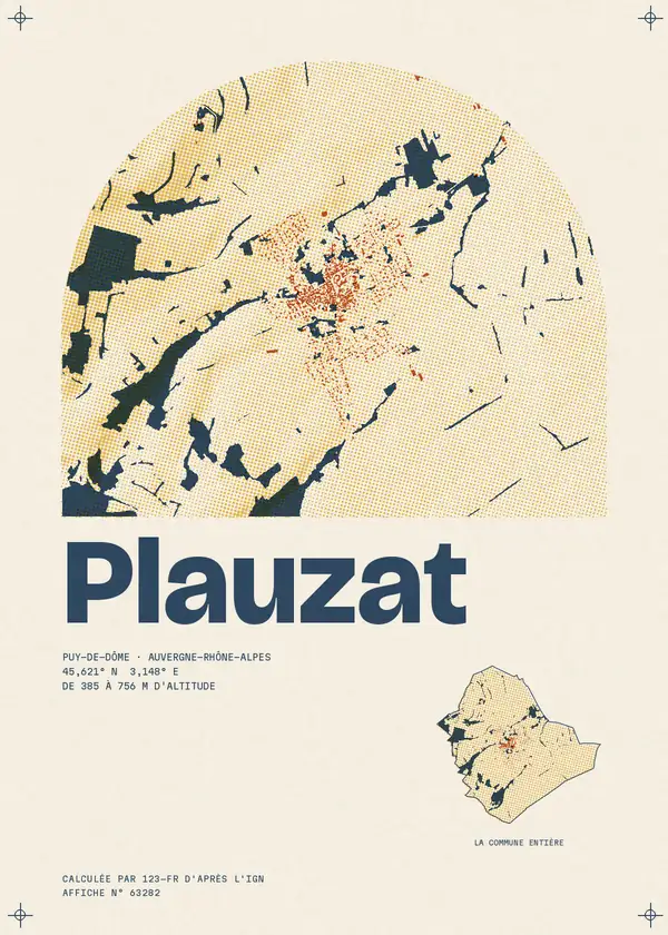 Affiche de Plauzat, calculée par 123-fr d'après l'IGN