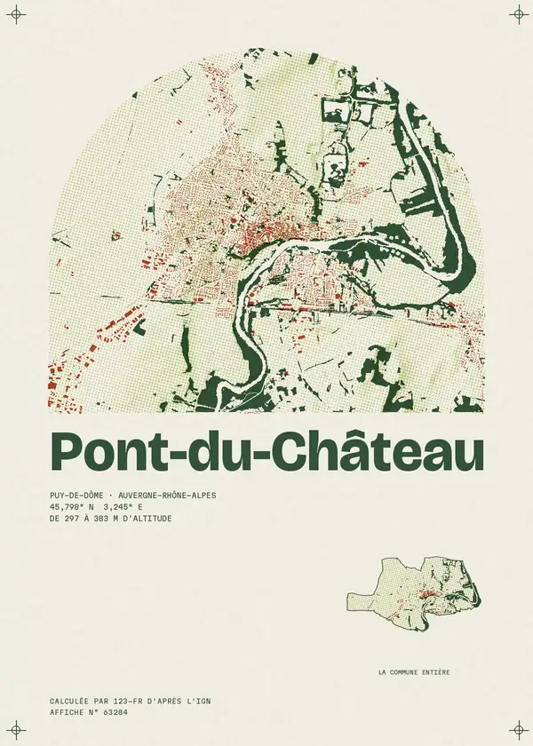 Affiche de Pont-du-Château, calculée par 123-fr d'après l'IGN