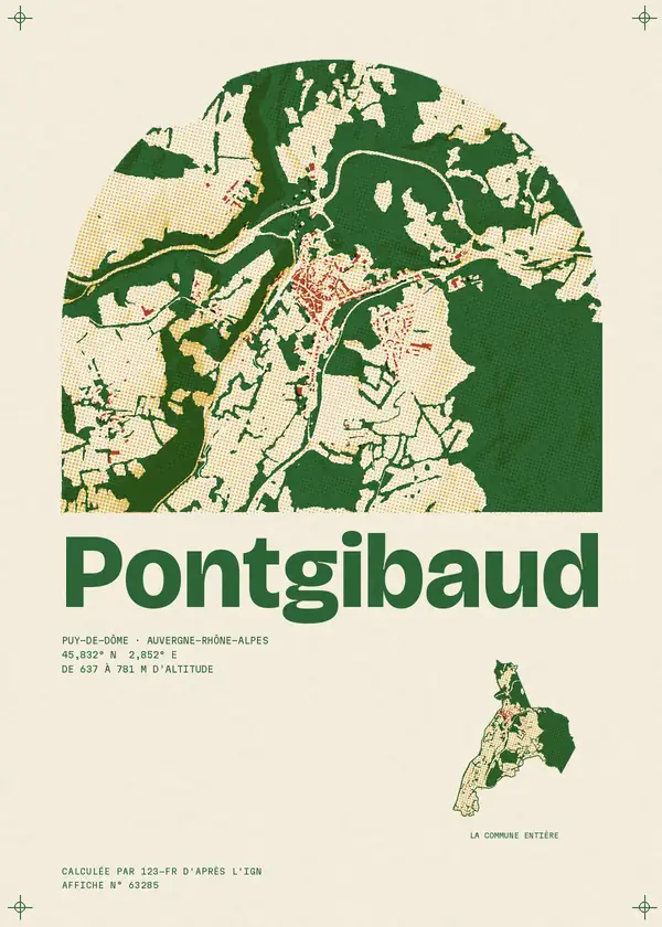 Affiche de Pontgibaud, calculée par 123-fr d'après l'IGN