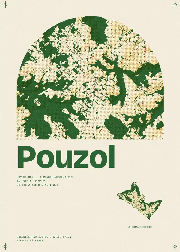 Affiche de Pouzol, calculée par 123-fr d'après l'IGN
