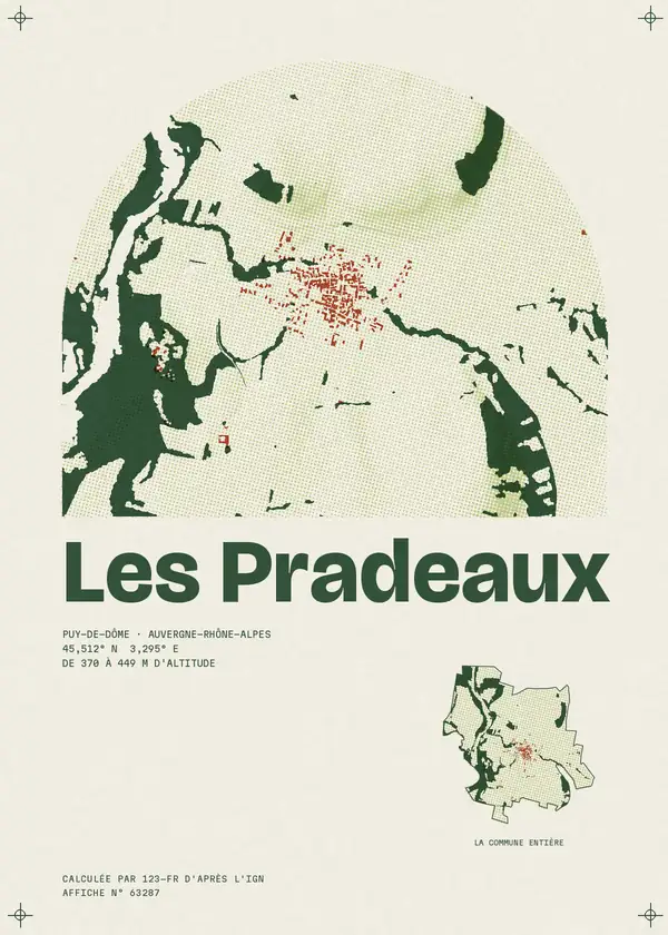 Affiche de Les Pradeaux, calculée par 123-fr d'après l'IGN