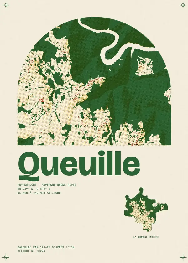 Affiche de Queuille, calculée par 123-fr d'après l'IGN