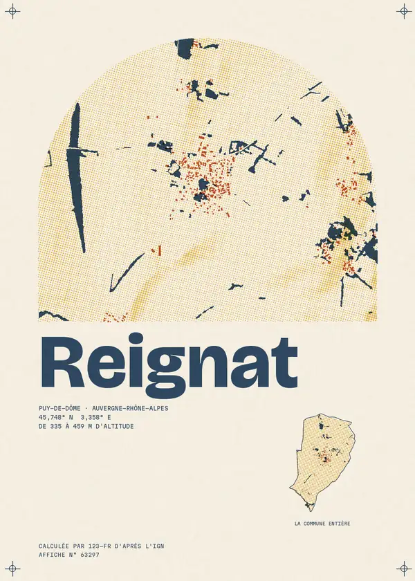 Affiche de Reignat, calculée par 123-fr d'après l'IGN