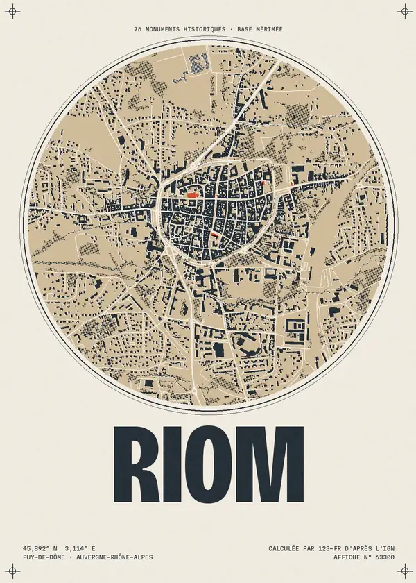 Affiche de Riom, calculée par 123-fr d'après l'IGN