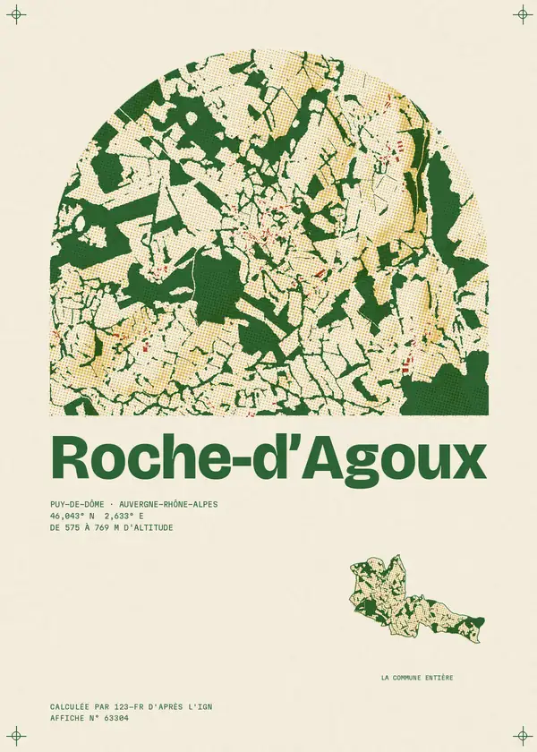 Affiche de Roche-d'Agoux, calculée par 123-fr d'après l'IGN