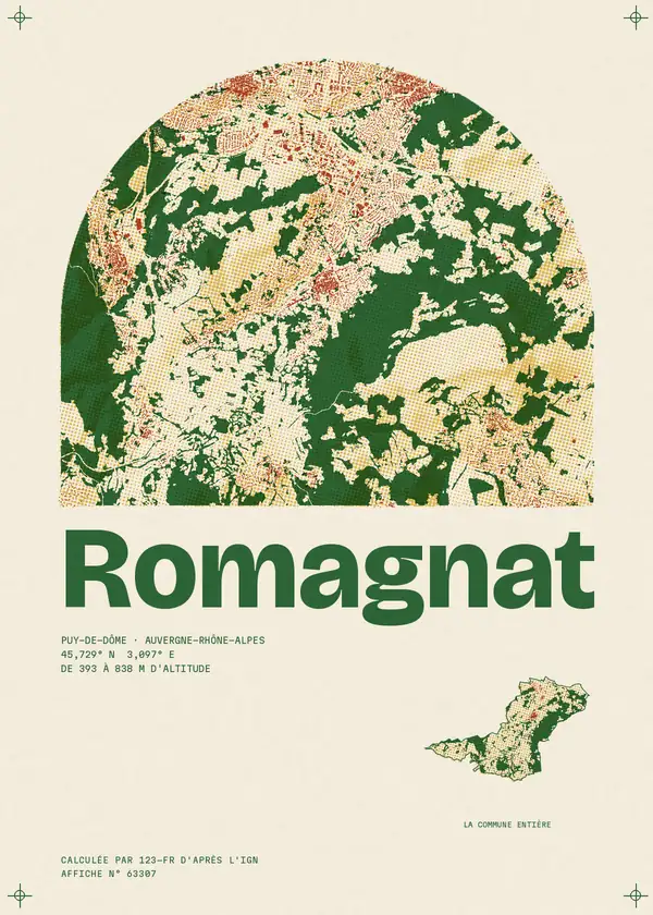 Affiche de Romagnat, calculée par 123-fr d'après l'IGN