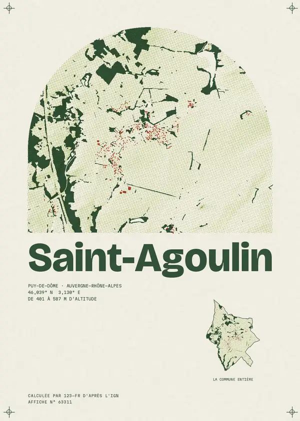 Affiche de Saint-Agoulin, calculée par 123-fr d'après l'IGN