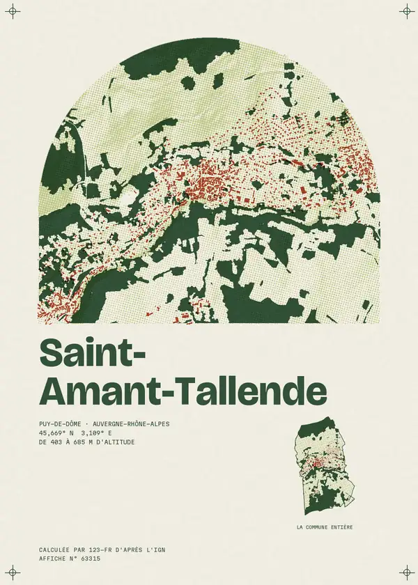 Affiche de Saint-Amant-Tallende, calculée par 123-fr d'après l'IGN