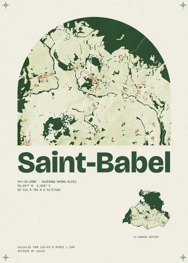 Affiche de Saint-Babel, calculée par 123-fr d'après l'IGN