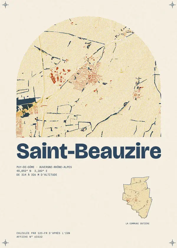 Affiche de Saint-Beauzire, calculée par 123-fr d'après l'IGN