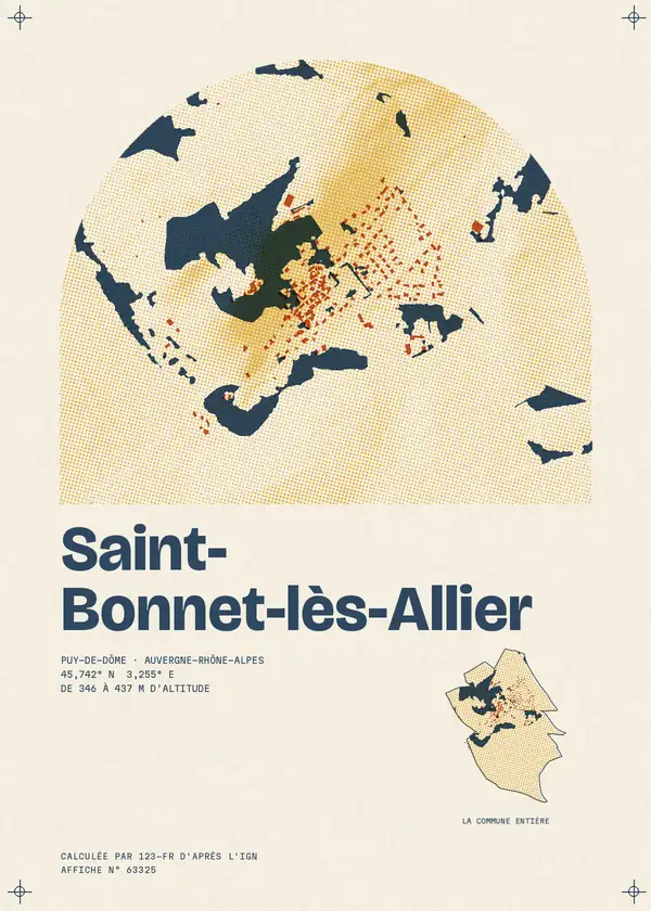 Affiche de Saint-Bonnet-lès-Allier, calculée d'après l'IGN