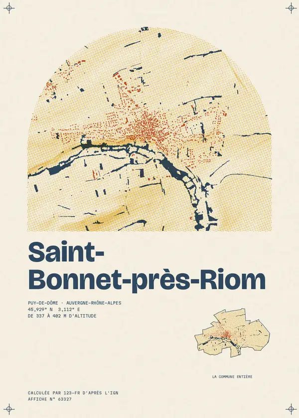 Affiche de Saint-Bonnet-près-Riom, calculée par 123-fr d'après l'IGN