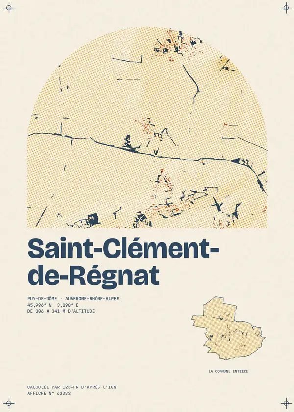 Affiche de Saint-Clément-de-Régnat, calculée par 123-fr d'après l'IGN