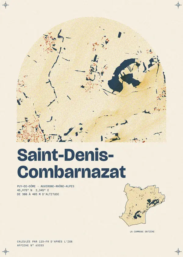 Affiche de Saint-Denis-Combarnazat, calculée par 123-fr d'après l'IGN