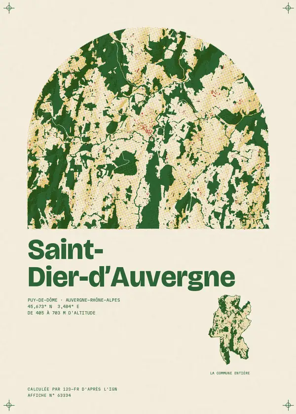 Affiche de Saint-Dier-d'Auvergne, calculée par 123-fr d'après l'IGN