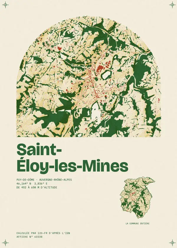 Affiche de Saint-Éloy-les-Mines, calculée par 123-fr d'après l'IGN