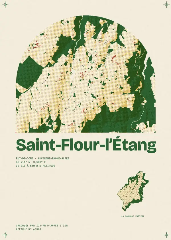 Affiche de Saint-Flour-l'Étang, calculée par 123-fr d'après l'IGN