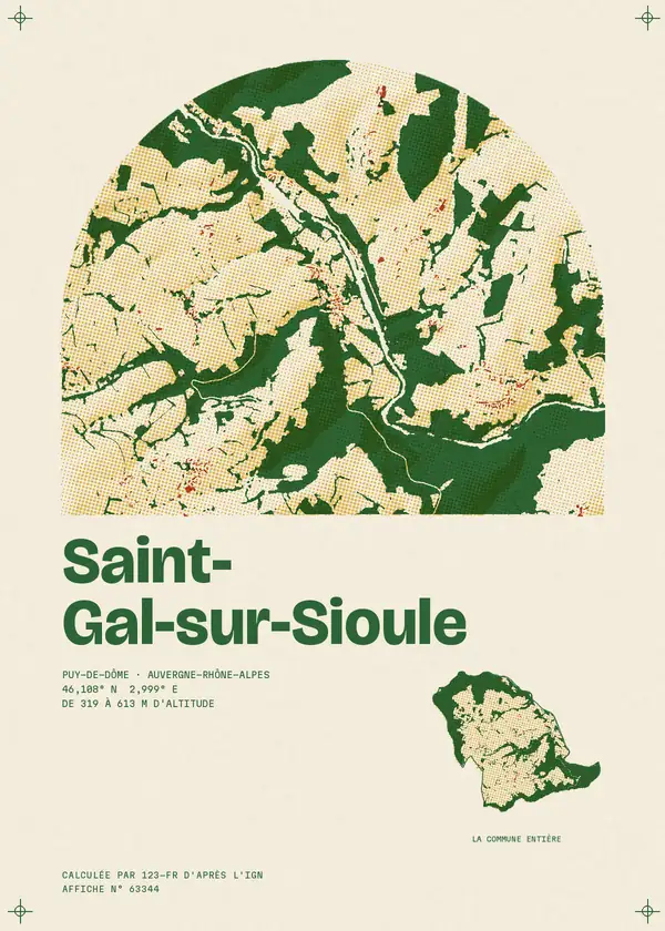 Affiche de Saint-Gal-sur-Sioule, calculée par 123-fr d'après l'IGN
