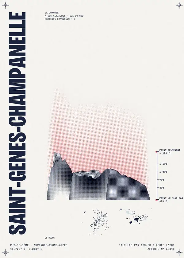Affiche de Saint-Genès-Champanelle, calculée par 123-fr d'après l'IGN