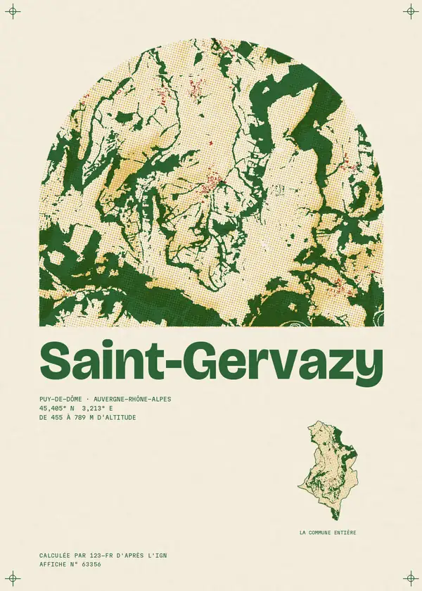 Affiche de Saint-Gervazy, calculée par 123-fr d'après l'IGN