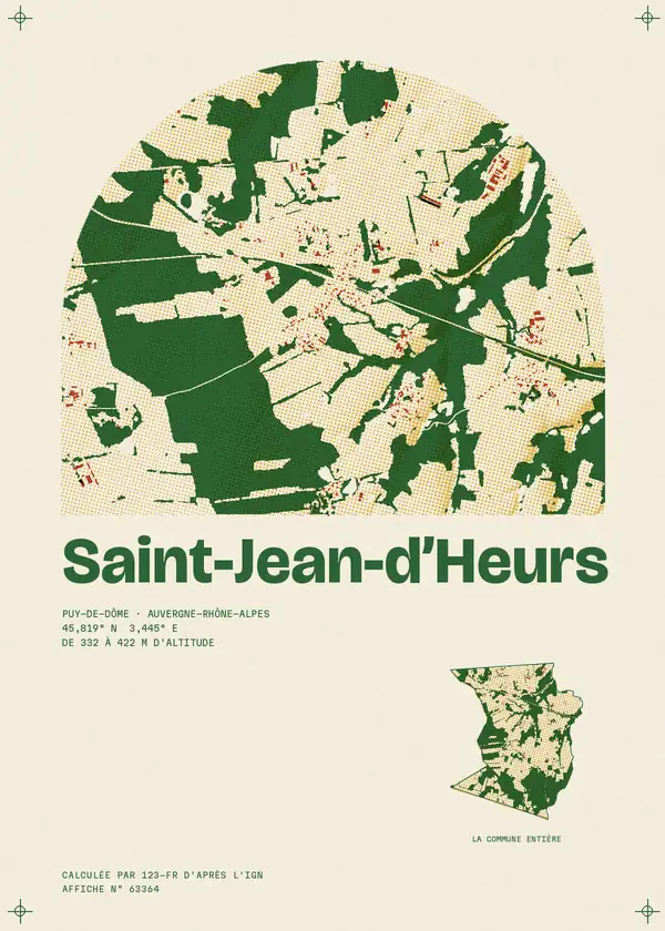 Affiche de Saint-Jean-d'Heurs, calculée par 123-fr d'après l'IGN