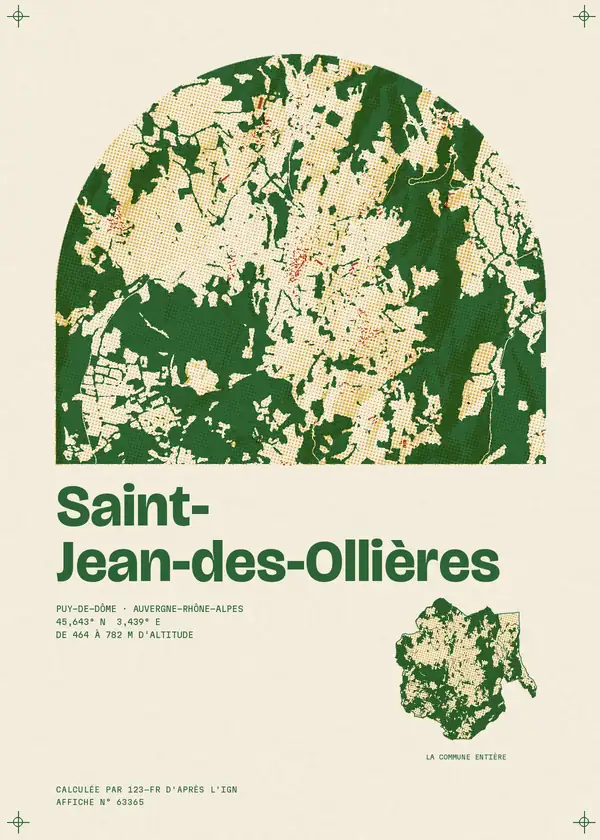 Affiche de Saint-Jean-des-Ollières, calculée par 123-fr d'après l'IGN