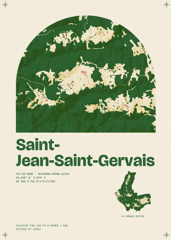 Affiche de Saint-Jean-Saint-Gervais, calculée par 123-fr d'après l'IGN